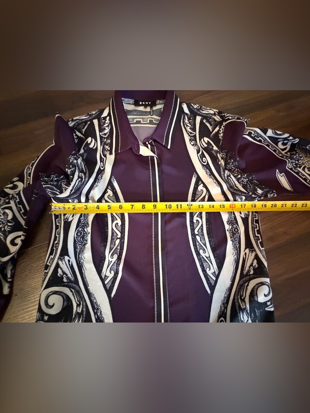 DKNY Purple and White Graphic Button-Down Shirt - Picture 8 of 15